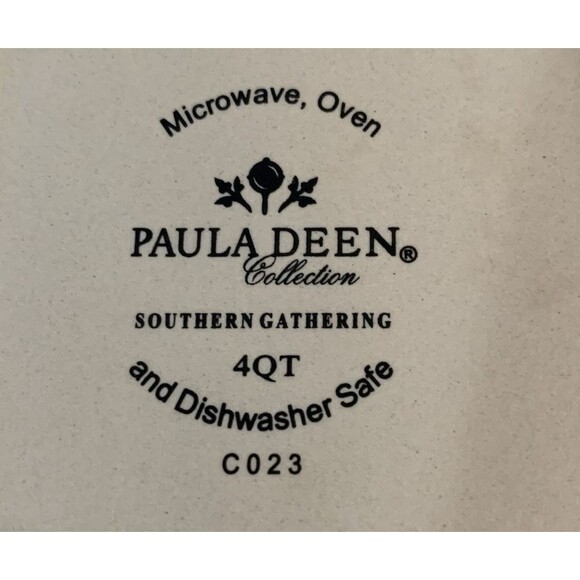 Paula Deen 4 Qt Stoneware C023 Casserole Baking Dish Braid Oval 15"L x 2.5" Deep - Picture 5 of 7